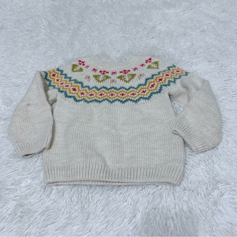 Zara girls long sleeve crew neck fair isle sweater